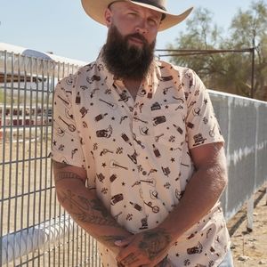 Men's Large Dixxon Giddy-up short-sleeved party shirt New w/o tags